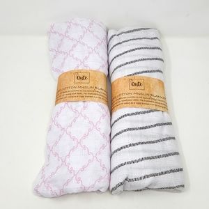 Cotton Muslin Baby Blankets QUTE Infant 2 Pack New